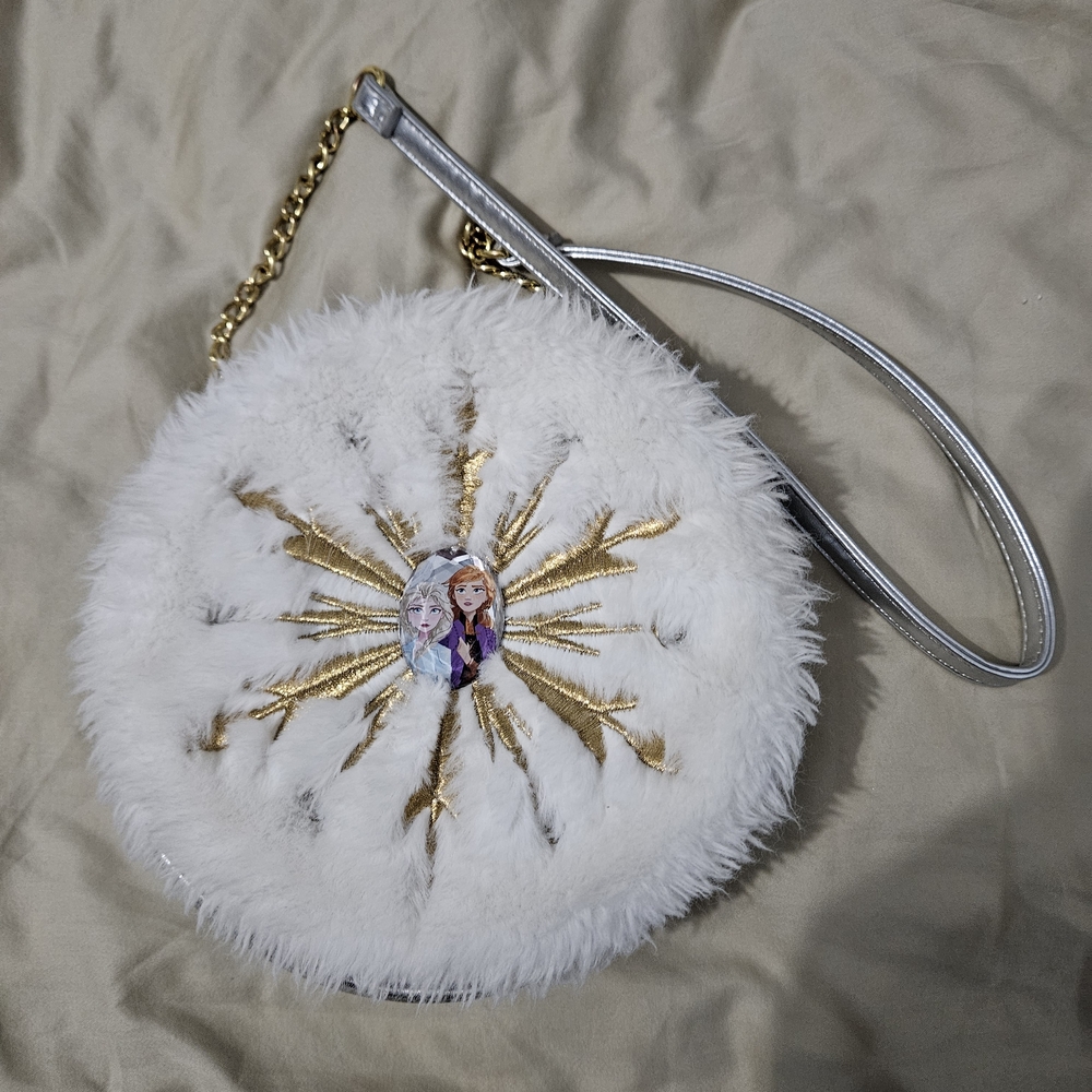 Disney Frozen White and Gold Round Fur Bag